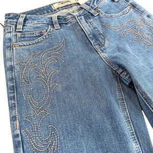 NEW Rock & Roll Denim Midrise Western Embroidered Trousers (26x34)